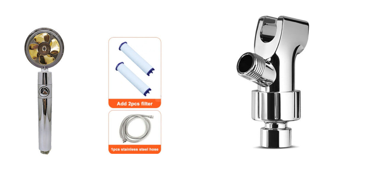 US Local Shower Head Water Saving Flow 360 Degrees Rotating With Small Fan ABS Rain High Pressure Spray Nozzle Bathroom Accessories