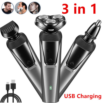 US Local Electric Shaver Mens Razor Rotary Waterproof Pop-Up Beard Trimmer Wet Dry Cordless Nose Hair Cutting Barber Shaving Machine