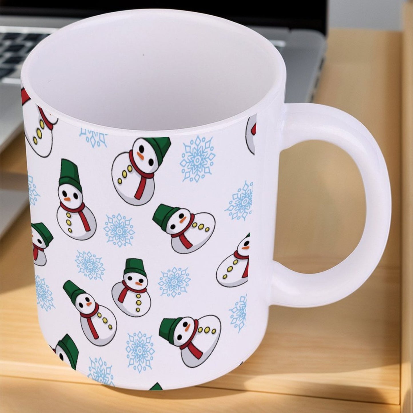 POD US Local White mug with full print, Christmas Snowman Snowflake 0065