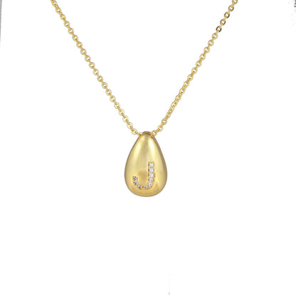 Glossy Water Drop 26 English Letter Pendant Copper-plated Gold Simple Pendant Female
