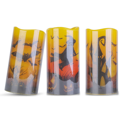 US Local 3 Pack Halloween Flameless Candle Lamp With Timer Setting Battery Operated Warm Orange Light Candles For Halloween Party Decoration