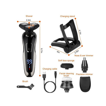 US Local 5 In 1 Electric Razor Shaver Rechargeable Cordless Head Beard Trimmer Shaver Kit IPX6 Waterproof Dry Wet Grooming Kit