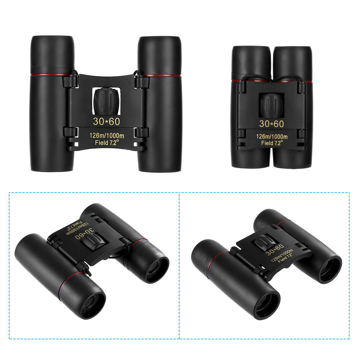 US Local Binoculars 30x60 Zoom Travel Compact Folding Telescope Hunting Day Night Outdoor Small Pocket Binoculars Compact Adults, Mini Kids Binoculars Boys For Bird Watching, Concert Theater Opera