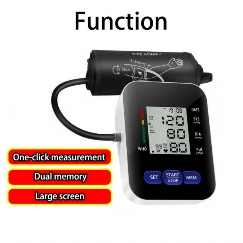 UK Local Multifunctional Home Blood Pressure Monitor With Cuff, Records 99 Measurements And Tracks Heart Rate