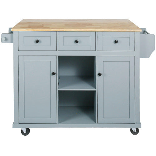 US Local Kitchen Trolley With Rubberwood Folding Leaf Countertops