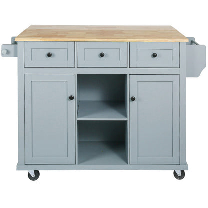 US Local Kitchen Trolley With Rubberwood Folding Leaf Countertops