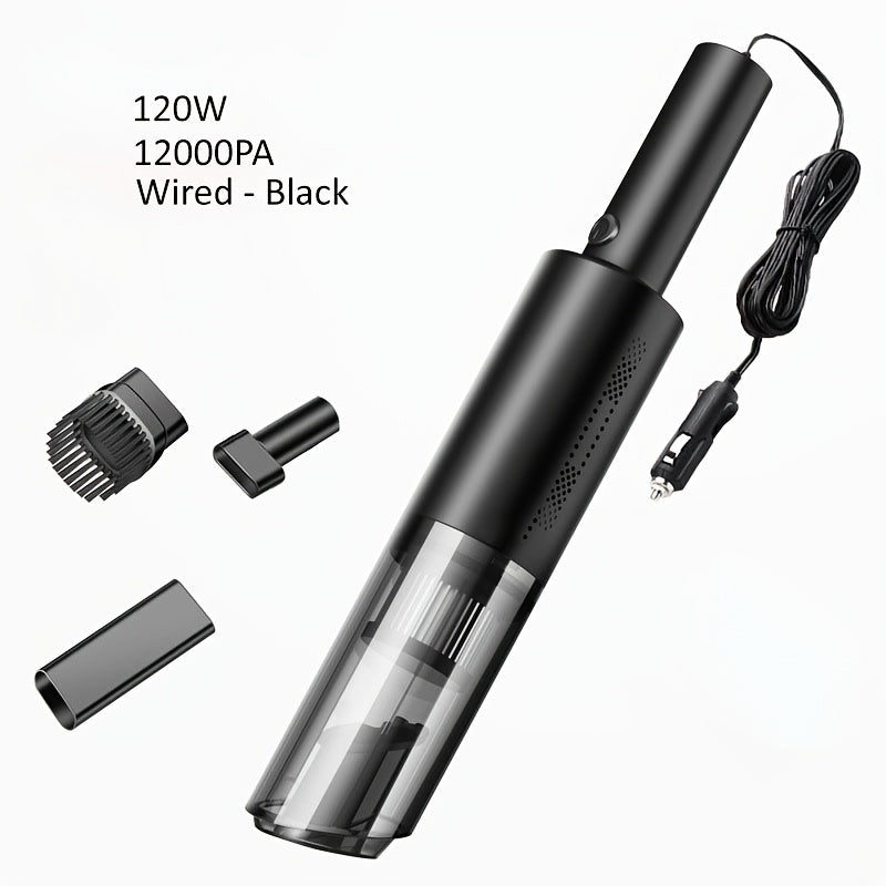US Local Home Car Vacuum Cleaner, 120W 12000Pa Rechargeable Handheld Black Wired Charging Multi-function Cleaning Accessories For Car Interior Home