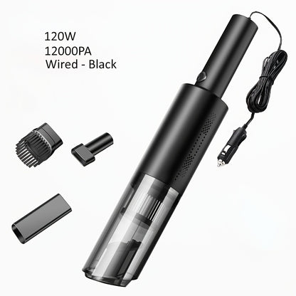 US Local Home Car Vacuum Cleaner, 120W 12000Pa Rechargeable Handheld Black Wired Charging Multi-function Cleaning Accessories For Car Interior Home