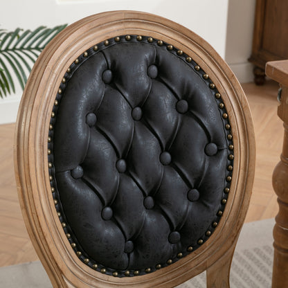 US Local French Style Solid Wood Frame Antique Painting, PU Artificial Leather Decoration