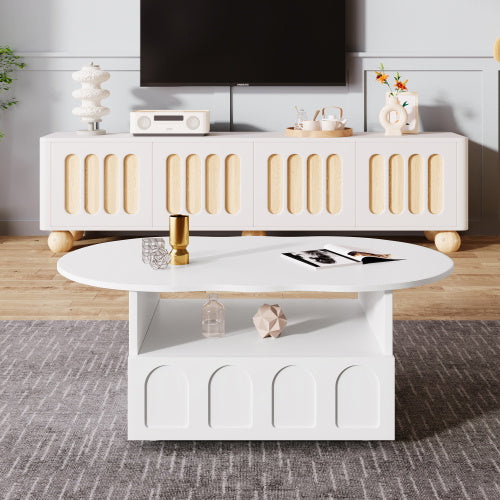 UK Local Coffee Table, Cloud-Shaped Coffee Table With Drawer And Storage Compartments