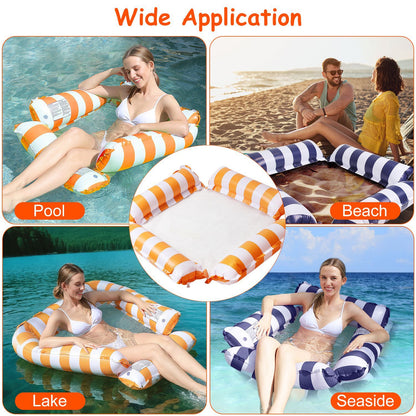 US Local Set Of 3 Pack Inflatable Pool Floats 1 Drink & Snack Float 2 Water Hammocks With High Buoyancy Pillows Cooling Mesh