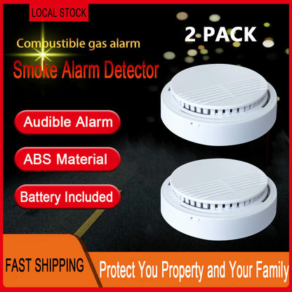 US Local Smoke Alarm Detector Fire Gas Alarm Detector With Battery Photoelectric Sensor Alert Warning