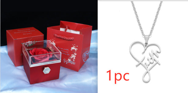 US Local Rotating Soap Flower Rose Gift Box Creative Rotating Rose Jewelry Packaging Box Valentine's Day Gift For Women