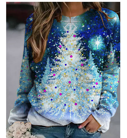 Christmas Printed Pattern Loose Sweater Coat