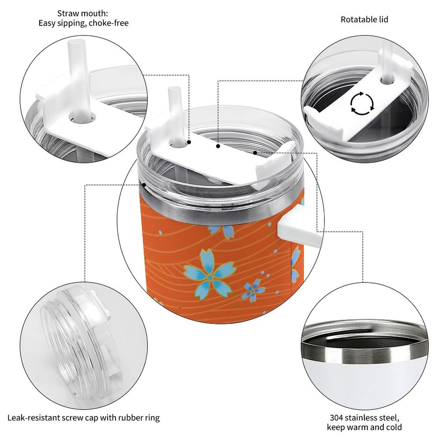 PHDT00447 POD US Local Tumbler 40 oz Large Capacity Car Cup Sakura