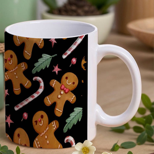 POD US Local White mug with full print, Christmas Gingerbread Man 0072