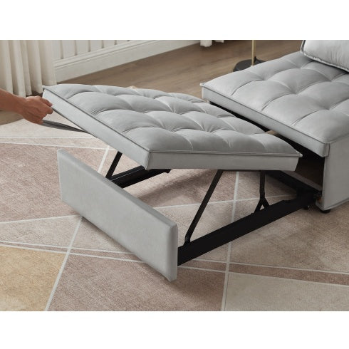 US Local Convertible Sleeping Sofa Bed, Modern Velvet Fabric Single Seater Sofa, Sleeping Sofabed With 1 Back Pillow And Removable Back, Single Comfortable Recliner Sofabed For Office, Living Room Apartment