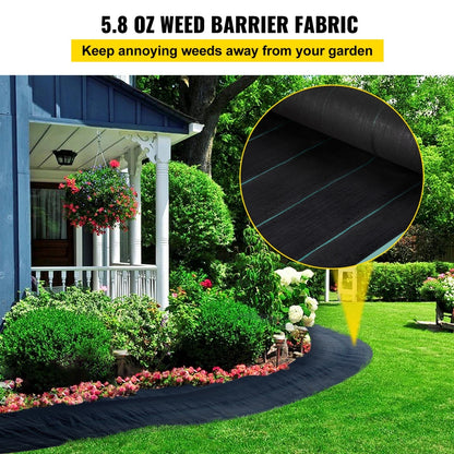 US Local VEVOR Weed Barrier, 5.8oz Landscape Fabric, 4ft X 300ft Cover Mat Heavy Duty Woven Grass Control Geotextile For Garden, Patio, Black