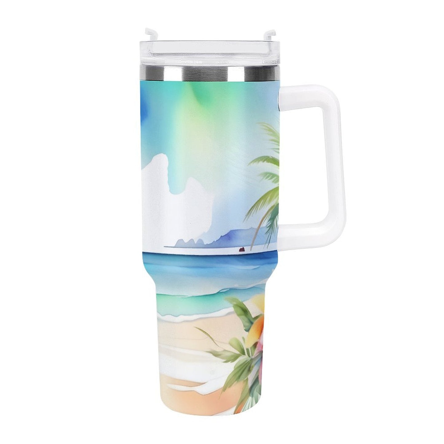 PHDT00043 POD US Local Tumbler 40 oz Large Capacity Car Cup, Watercolor, Hibiscus