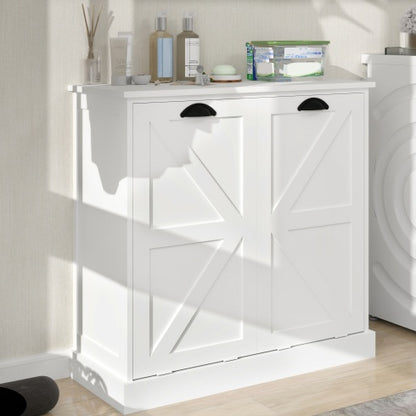US Local Two-Compartment Tilt-Out Laundry Sorter Cabinet-White