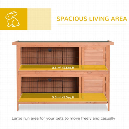 US Local 54  Rabbit Cage, 2-Tier Rabbit Hutch Outdoor Guinea With Removable Dividers And Pull-Out Trays, Orange
