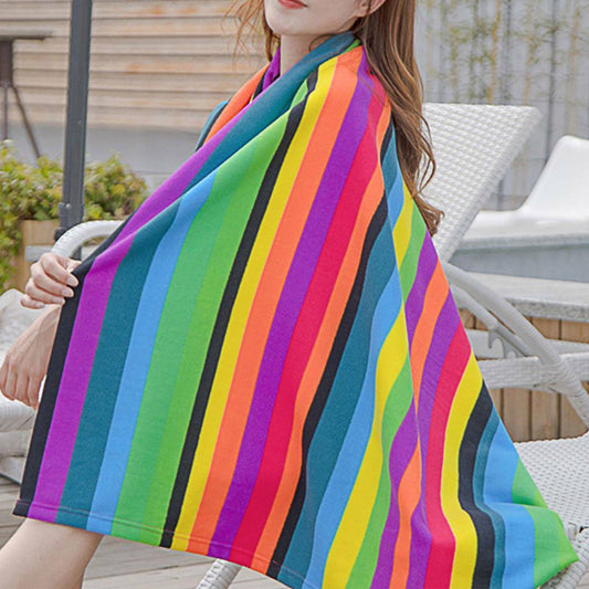 UK Local Striped Extra Large Microfibre Lightweight Beach Towel Quick Dry Travel Towel