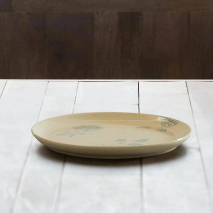 US Local Rice White Circular Ceramic Printed Dining Plate