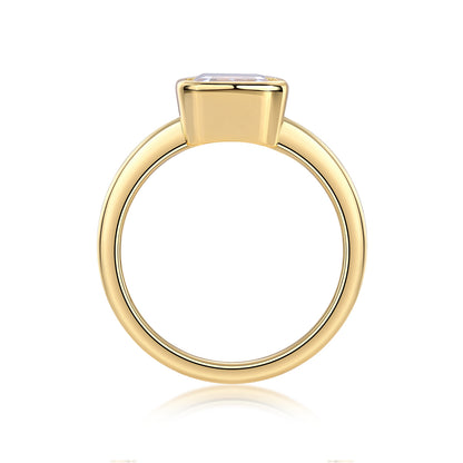 Pagoda - A Fashionable Diamond Jewelry Piece Set With Moissanite S925 Sterling Silver And Gold-plated Diamond Ring