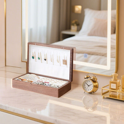 US Local Solid Wood Jewelry Storage Box Ladies Retro Wooden Necklace Jewelry Bracelet Watch Display Box Handmade Wedding Birthday Anniversary Jewelry Box