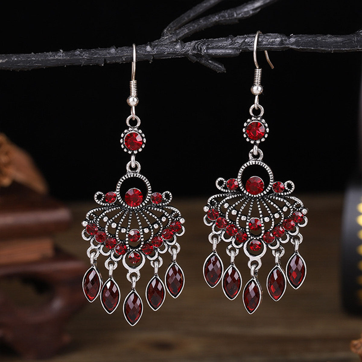 Ethnic Style Bohemian Vintage Engraving Tassel Earrings