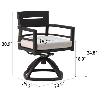 US Local Outdoor Patio Aluminum Swivel Rocker 2PCS With Outdoor-grade Sunbrella Fabric Cushions, Ember Black