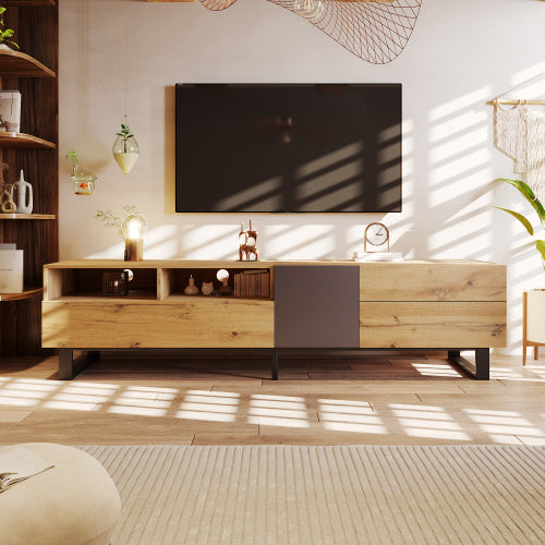 UK Local Modern Color TV Cabinet, TV Stand With Wood Grain Finish 180cm.