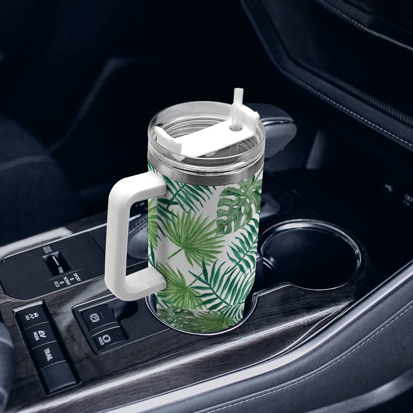 PHDT00392 POD US Local Tumbler 40 oz Large Capacity Car Cup Leaves, Jungle
