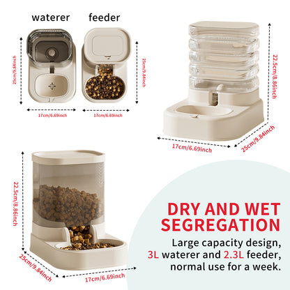 US Local Separable Pet Food And Water Dispenser - Large Capacity Automatic Replenishment, Worry Free For Short-term Outdoor Meals