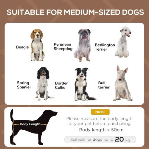 UK Local PawHut Raised Dog Bed Waterproof Elevated Pet Cot With Breathable Mesh UV Protection Canopy Brown, For Medium Dogs, 76 X 61 X 73cm