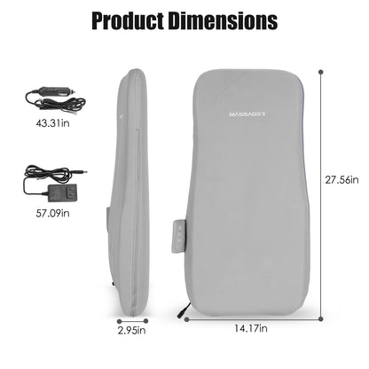 US Local 1 Set Full Back Massager With Rolling Kneading Nodes Soothing Heating 3D Deep Tissue Shiatsu Chair Massage Pad For Lumbar Upper Lower Back Gift For Women Men