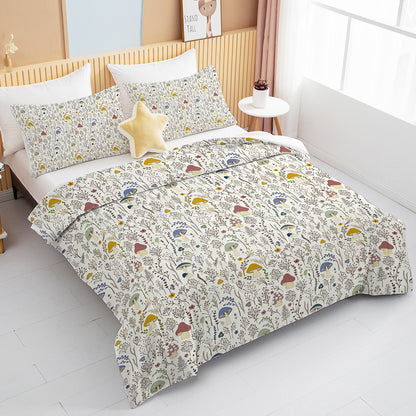 US Local 3 Pieces Mushroom Decoration Comforter Set Soft Bedding Set For Home Bedroom Decor Twin Full Queen King Size
