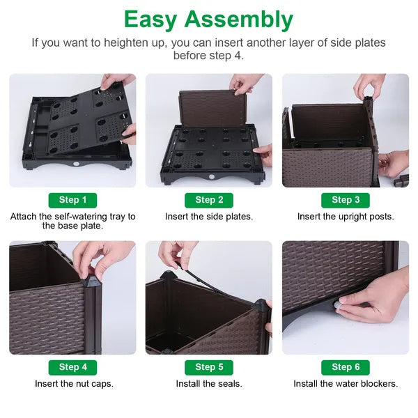 US Local Raised Garden Bed With Self-watering System Rectangle Garden Planter For Garden Patio Balcony Elevated Planter Box For Flowers Vegetables Herbs