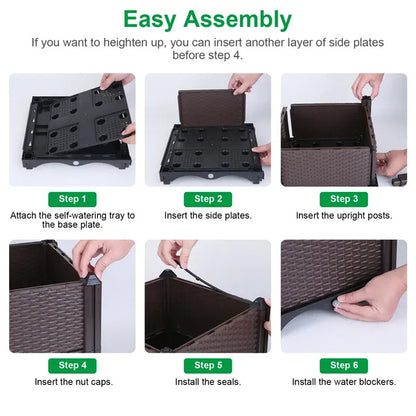 US Local Raised Garden Bed With Self-watering System Rectangle Garden Planter For Garden Patio Balcony Elevated Planter Box For Flowers Vegetables Herbs