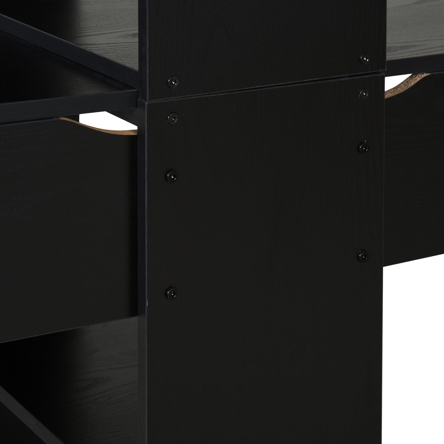 US Local Extra Long 2-Person Desk With Bookshelf Black Home Office Workstation Combo