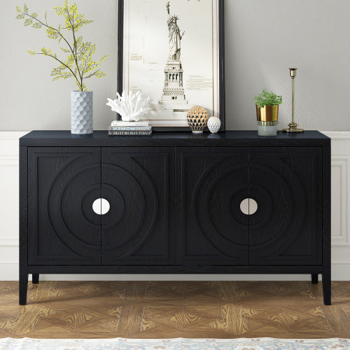 US Local Vintage Sideboard With Round Recessed Design Round Metal Doorknob For Entrance, Dining Room, Living Room