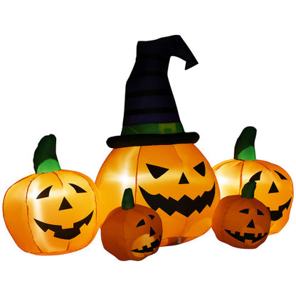 US Local Outsunny 73L Inflatable Halloween Decoration,5 Pumpkin, Blow Up Outdoor LED Yard Display, Waterproof