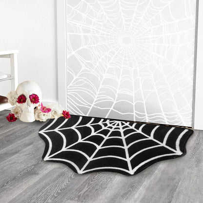 US Local Spider Web Bath Mat 19.7 X 31.5 In Large Spider Web Rugs For Bedroom Gothic Home Decor Witchy Horror Goth Room Rugs Machine Washable Non-Slip Area Rugs For Front Door Kitchen