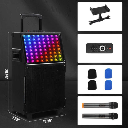 US Local 12in 60W LED Spectrum Light Bluetooth Remote Control Rod Speaker