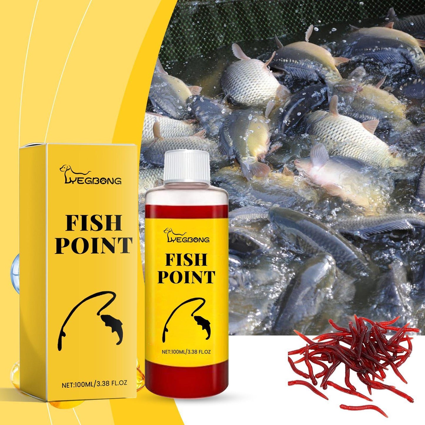 US Local Yegebang Red Worm Bait Fish Feed Nutrition Wild Fishing Attractant