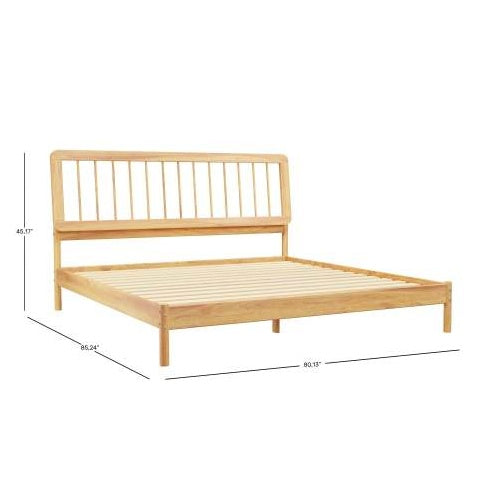US Local Mid-Century Modern Solid Wood King Spindle Bed Black