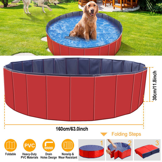 US Local 1Pc 160 X 160 X 30cm-63.0 X 63.0 X 11.8inch Foldable Pet Swimming Pool PVC  Dog Swim Pool Bathing Tub Playmat Pools