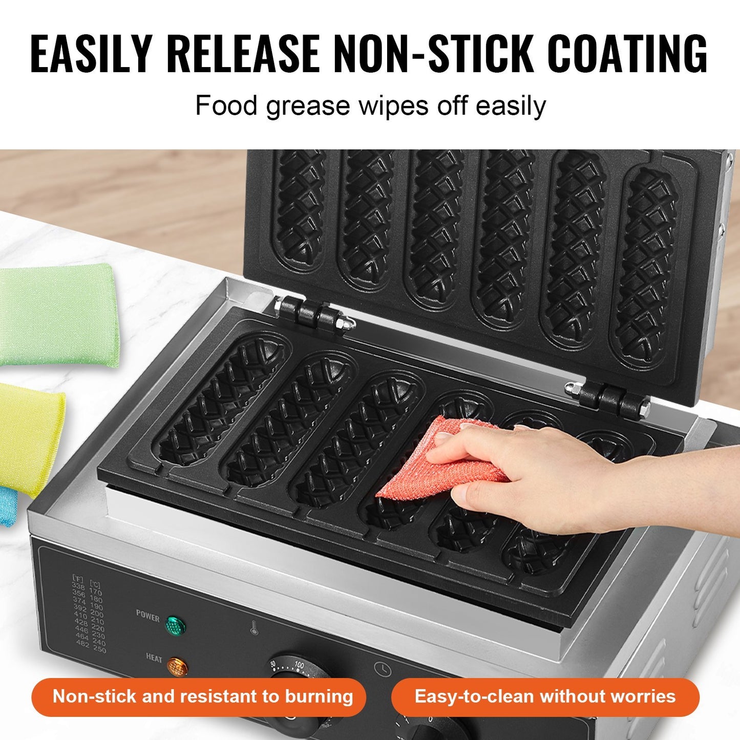 US Local 6PCS Commercial Waffle Stick Maker Waffle Baker Hot Dog Waffle Iron 1500W