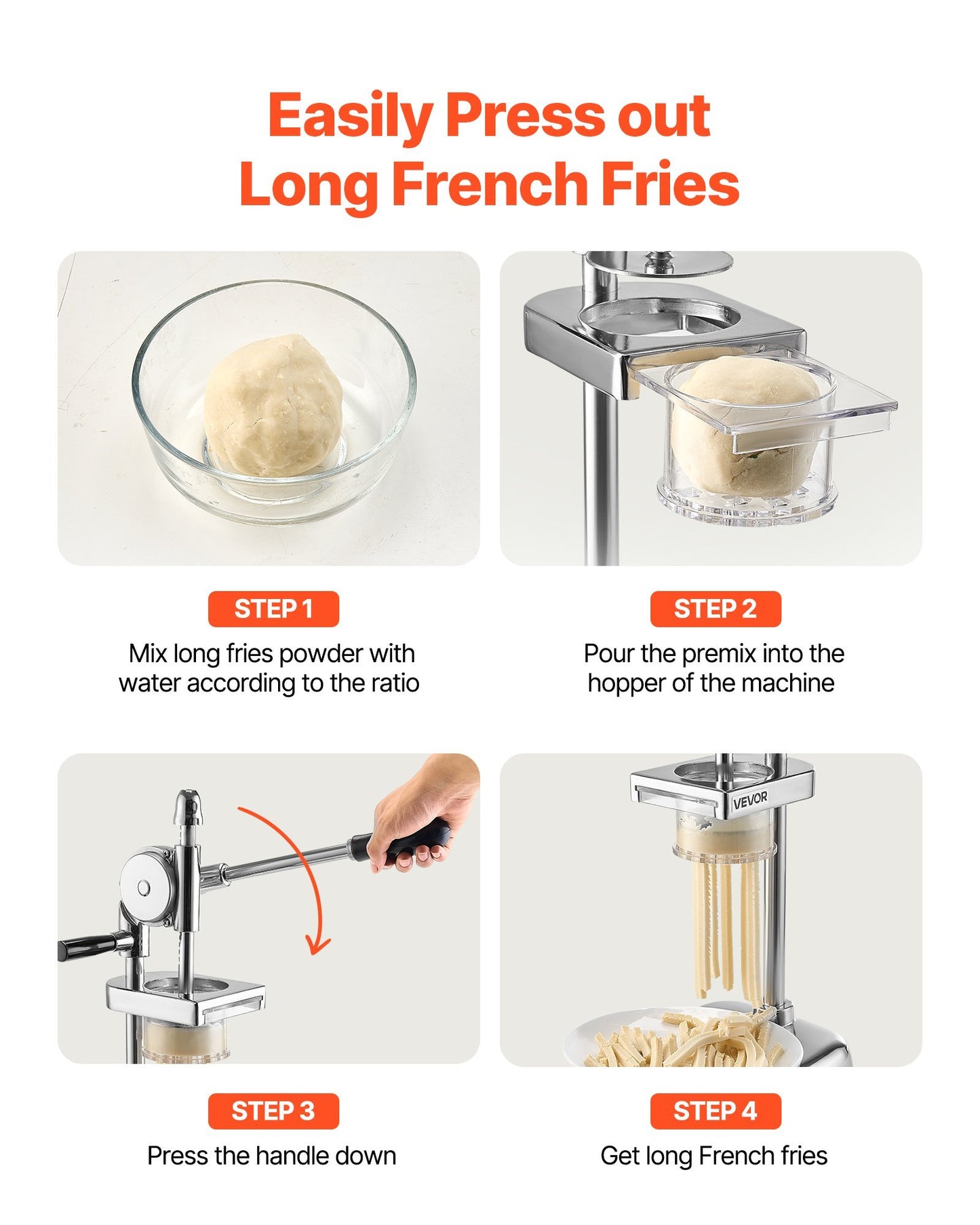 US Local Manual Long French Fries Squeezer Stainless Steel Mashed Potato Extruder