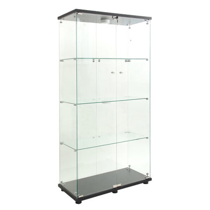 US Local Double Door LED Light Glass Display Cabinet 4 With Mast, Floor To Ceiling Rare Bookshelves, Suitable For Living Room, Bedroom, Office